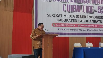 Ketua Umum SMSI Pusat, Firdaus, M.Si Saat Membuka UKW 53 labuhanbatu