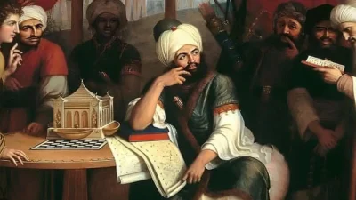 Ilustrasi Sosok Abu Nawas Duduk Disinggasana Sang Raja Harun (foto : Dok/google)