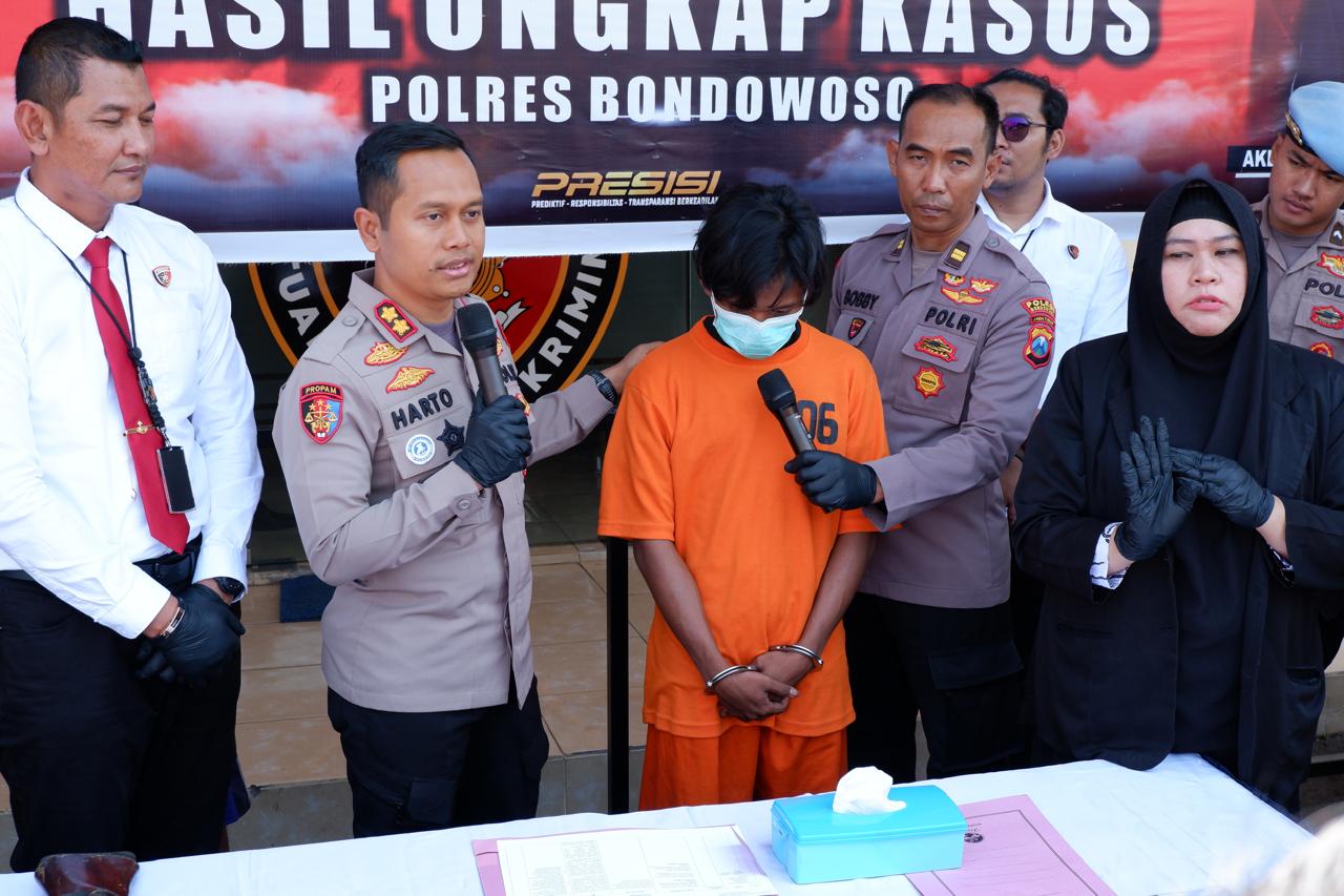 Salah satu tersangka saat Pres Counference di Polres Bondowoso