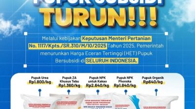 Harga Pupuk Bersubsidi Turun, Berikut Daftarnya